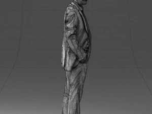 smiling man in grey suit 0309 3D Model