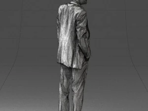 smiling man in grey suit 0309 3D Model