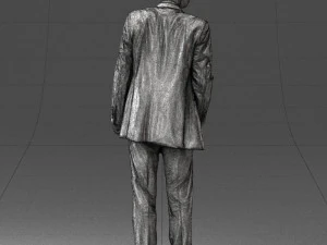 smiling man in grey suit 0309 3D Model