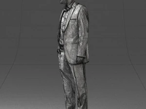 smiling man in grey suit 0309 3D Model