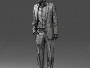 smiling man in grey suit 0309 3D Модель