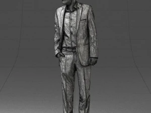smiling man in grey suit 0309 3D Model