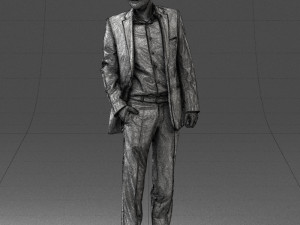 smiling man in grey suit 0309 3D Модель