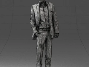 smiling man in grey suit 0309 3D Model