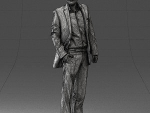 smiling man in grey suit 0309 3D Модель