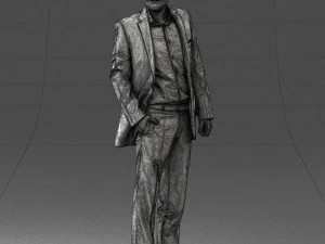 smiling man in grey suit 0309 3D Model