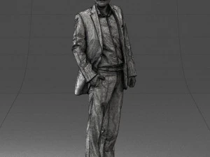 smiling man in grey suit 0309 3D Model