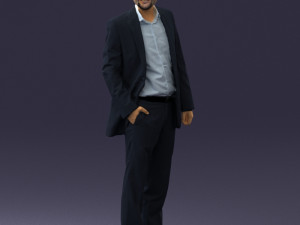 smiling man in grey suit 0309 3d print ready Modèles 3D en vedette