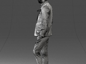 man in black suit with rose 0315 3D Model