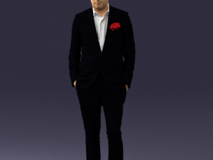 man in black suit with rose 0315 3d print ready 3D Print Model