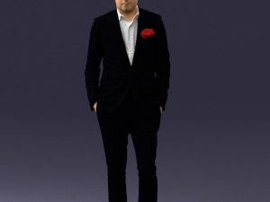 man in black suit with rose 0315 3d print ready 3D Принт Модель
