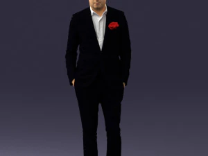 man in black suit with rose 0315 3d print ready 3D Print Model