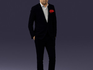 man in black suit with rose 0315 3d print ready 3D Принт Модель