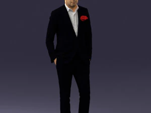 man in black suit with rose 0315 3d print ready 3D Print Model
