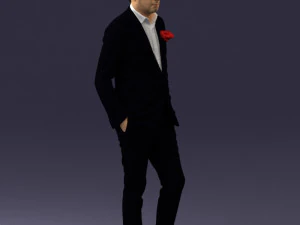man in black suit with rose 0315 3d print ready 3D Print Model