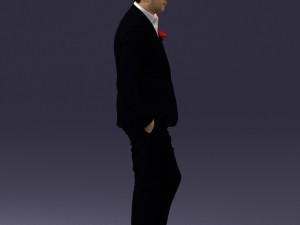 man in black suit with rose 0315 3d print ready 3D Принт Модель