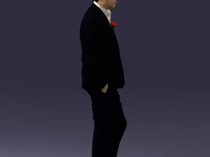 man in black suit with rose 0315 3d print ready 3D Print Model