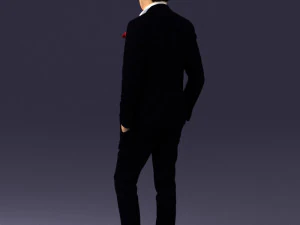 man in black suit with rose 0315 3d print ready 3D Print Model