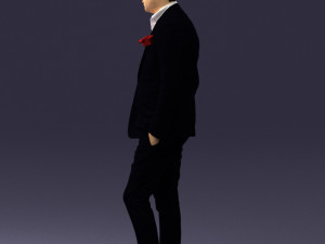 man in black suit with rose 0315 3d print ready 3D Принт Модель