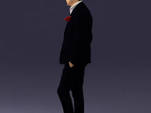 man in black suit with rose 0315 3d print ready 3D Print Model
