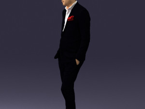 man in black suit with rose 0315 3d print ready 3D Принт Модель