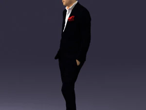 man in black suit with rose 0315 3d print ready 3D Print Model