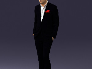 man in black suit with rose 0315 3d print ready 3D Принт Модель