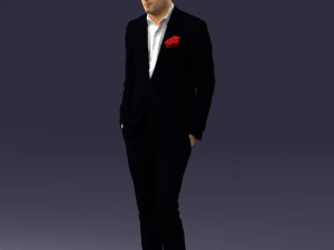 man in black suit with rose 0315 3d print ready 3D Print Model