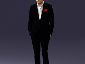 man in black suit with rose 0315 3d print ready 3D Принт Модель