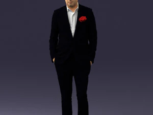 man in black suit with rose 0315 3d print ready 3D Print Model
