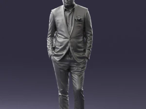 man in black suit with rose 0315 3d print ready 3D Print Model