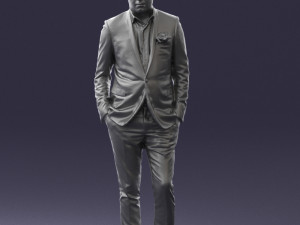 man in black suit with rose 0315 3d print ready 3D Принт Модель