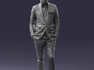 man in black suit with rose 0315 3d print ready 3D Print Model