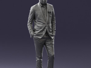 man in black suit with rose 0315 3d print ready 3D Принт Модель