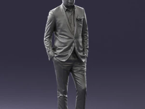 man in black suit with rose 0315 3d print ready 3D Print Model