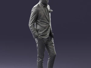 man in black suit with rose 0315 3d print ready 3D Print Model