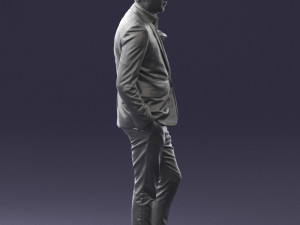 man in black suit with rose 0315 3d print ready 3D Принт Модель