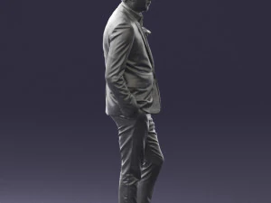 man in black suit with rose 0315 3d print ready 3D Print Model