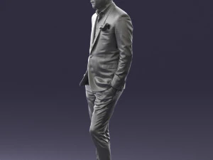 man in black suit with rose 0315 3d print ready 3D Print Model