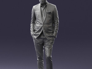 man in black suit with rose 0315 3d print ready 3D Принт Модель