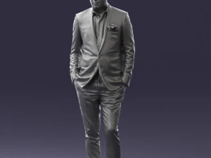 man in black suit with rose 0315 3d print ready 3D Print Model