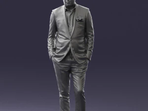 man in black suit with rose 0315 3d print ready 3D Print Model