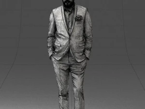 man in black suit with rose 0315 3d print ready 3D Print Model