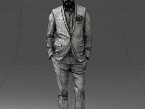 man in black suit with rose 0315 3d print ready 3D Print Model