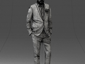 man in black suit with rose 0315 3d print ready 3D Принт Модель