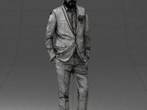 man in black suit with rose 0315 3d print ready 3D Print Model