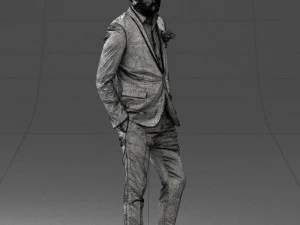 man in black suit with rose 0315 3d print ready 3D Print Model