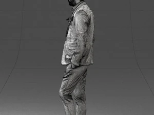 man in black suit with rose 0315 3d print ready 3D Print Model