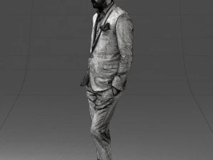 man in black suit with rose 0315 3d print ready 3D Print Model