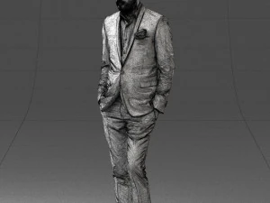 man in black suit with rose 0315 3d print ready 3D Print Model